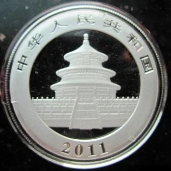 2011год Panda srebrzona moneta 1 oz 10 juanów srebrzona moneta z oryginalnym pudełkiem bez certyfikatu
