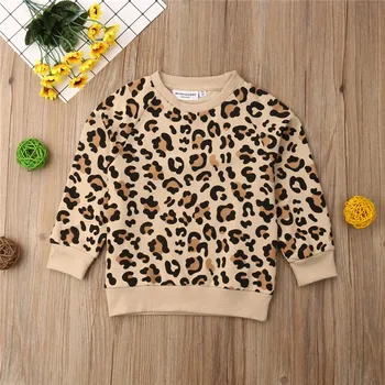 2019 Wiosna dziecko dziewczynka odzież, dzieci, chłopak, dziewczyna leopard print z długim rękawem sweter Bluza bluzy płaszcze 1-7 yrs