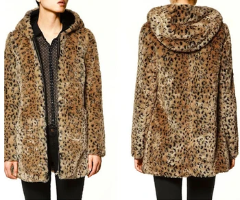 2019 zimowe Damskie ze wzorem skóry leoparda płaszcz futrzany płaszcz narzucający dzikie płaszcz ze sztucznego futra modne ciepłą odzież Casaco De Pele PC185