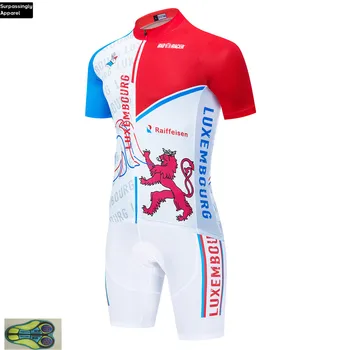 2020 Men Triathlon Skinsuit Wear Top PRO Luxembourg National TEAM CYCLING Jerseys White Bike Clothes Ciclismo Fietsen Sets