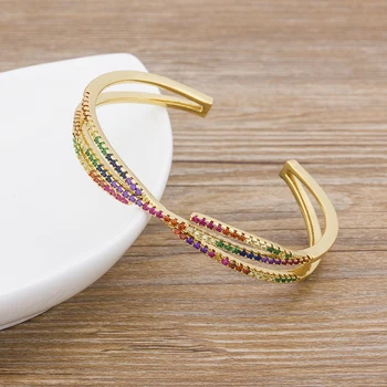 2020 Nowa moda luksusowe mankietów bransoletki dla kobiet kolorowe rhinestone otwarte bransoletki wykwintne ozdoby świąteczne najlepsza impreza prezent ślubny