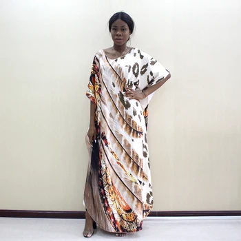 2020 nowe wpływy afrykańskie sukienki dla kobiet O-neck plus rozmiar leopard wzór druku rękaw nietoperz moda matka suknia