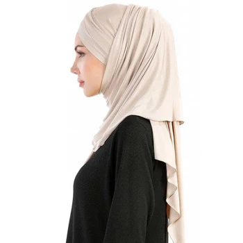 2021 muzułmański Jersey instand hidżab szalik dla kobiet femme musulman gotowy do noszenia chusty pod szalik czapka i szal dwa w jednym