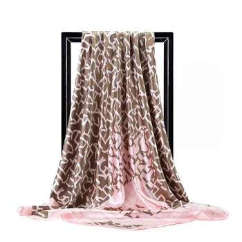 2021 Nowy jedwabny szalik klasyczny marka odzieżowa symulacja jedwabny szalik luksusowej marki 90 cm duży kwadrat szalik kobieta muzułmańska chusta