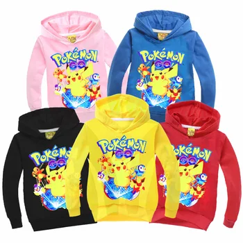 2021 Pokemon Pikachu Wiosna/Jesień Odzież Z Długim Rękawem Dziewczyna Kurtka Dziecko Bluza Chłopiec Bluza Z Kapturem Dziecko Koszulka Top Prezent