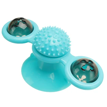 3 kolory wiatrak Cat Toys with Brush Koty Puzzle ranged whirling Turntable Spin Toys Improve IQ Puzzle Smart Teeth Cleaning Pet