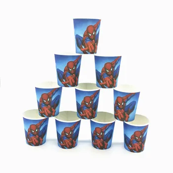30/60 szt. kreskówka Spiderman theme dzieci chłopiec z Okazji urodzin rodzina partia jednorazowe kubek papierowy talerz flaga Baby Shower dostawy