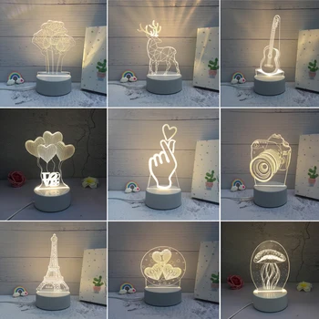 3D LED kreatywny prezent na boże Narodzenie nocne światła nowość iluzja lampka nocna 3D iluzja lampa do użytku domowego dekoracyjnego światła