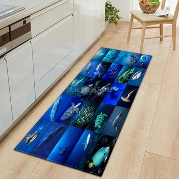 3D Ocean World Fish Carpet kuchnia mata wejściowa mata sypialnia dekoracje do domu podłogi salon dywan łazienka antypoślizgowe dywan