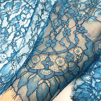 3y/lot szerokość 23 cm dość połyskujące niebieskie rzęsy koronkowe wykończenie folia spódnica dołem sukni do szycia aplikacja strój sukienka tkaniny koronki Bjd