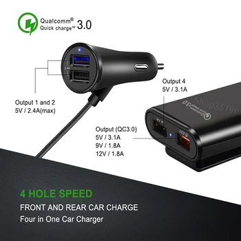 4 porty QC 3.0 uniwersalna szybka ładowarka samochodowa USB akcesoria dla Mercedes Benz GLK CLA W140 GLA SLK R172 G GLC CLA CLK W209
