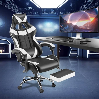 5 kolorów sztuczna skóra wyścigowy gry krzesło biurowe z wysokim oparciem ergonomiczne krzesło z podnóżkiem profesjonalne krzesło komputerowe meble