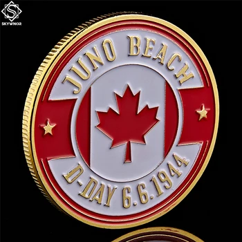 5 szt. Druga wojna Światowa Francja Normandia Juno Beach 3 kanadyjska dywizja piechoty żołnierzy Złoty wyzwanie metalowa kolekcja monet