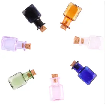 7 kolorów mini szklana butelka z korkiem prostokąt, szklane butelki DIY rzemiosła banki butelki perfum pojemnik paznokci koraliki odczynnik