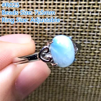 7x5 mm naturalny niebieski Ларимар pierścień biżuteria dla kobiety lady mężczyzna srebrne koraliki Dominika wody wzór kamień regulowany pierścień rozmiar AAAAA