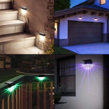8pcs Led RGB Solar Powered Lighting Outdoor Garden Yard Path Wall Landscape Lamp Black Lantern LED Light lamp