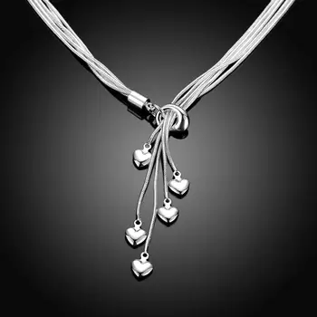 925 Srebrny Naszyjnik Moda Proste Małe Serce Łańcuch Naszyjnik Dla Kobiet Damskie Biżuteria Hurtowych