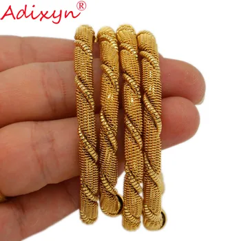 Adixyn 4 szt./lot odblokowania Dubaj złote bransoletki Damskie męskie bransoletki biżuteria afrykańskie europejskie etiopczyk bransoletki druhny prezenty N071036