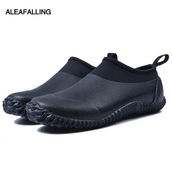 Aleafalling unisex deszczowe buty ciepłe brytyjska platforma poślizgu na PU wodoodporny anty-skip kostki czarne buty buty Damskie w221