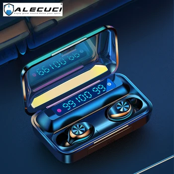 ALECUCI F9-10 bezprzewodowe słuchawki Bluetooth 5.0 słuchawki głęboki bas stereo sportowe słuchawki słuchawki z mikrofonem wyświetlacz led baterii