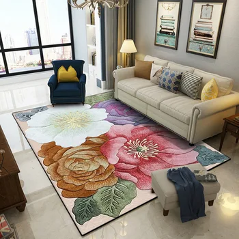 Amerykański klasyczny prosty 3D duży kwiat kwiatowy dywan Sypialnia Salon nocne dywan dywanik do podłogi