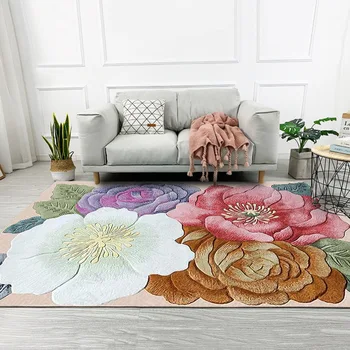 Amerykański klasyczny prosty 3D duży kwiat kwiatowy dywan Sypialnia Salon nocne dywan dywanik do podłogi