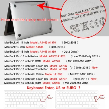 Angielski euro wprowadź pokrywę klawiatury MacBook Air 13 cali A1369 A1466