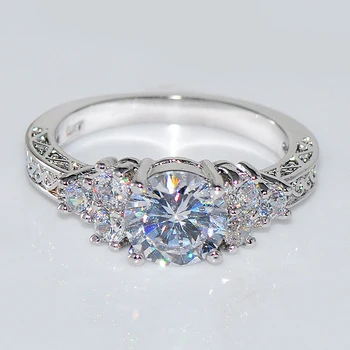 Bali Jelry luksusowe srebrne 925 pierścień okrągły Cyrkon klejnot wykwintne biżuteria akcesoria dla kobiet ślub biżuteria hurtowych pierścień