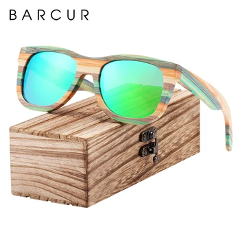 BARCUR unikatowe, drewniane, bambusowe okulary Mężczyźni Kobiety lustrzane UV400 okulary naturalne drewniane odcienie okulary okulary słoneczne mężczyźni
