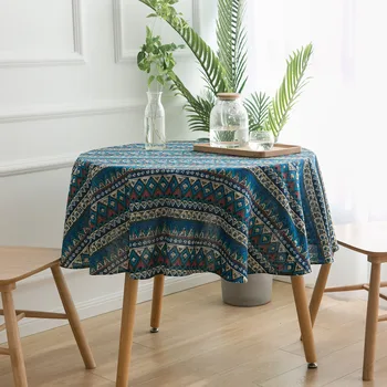Bawełniana, lniana okrągły obrus do kina herbacianego stołu ozdobny obrus Nordic Bohemian są zmywalni Table Cover