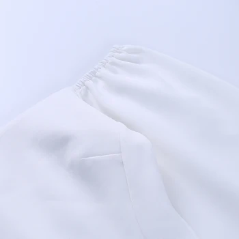 Beyouare elegancka damska koszulka Sexy Slash szyja lampa pokrowiec opaska kolor biały topy 2020 jesień casual slim biuro Lady Tee