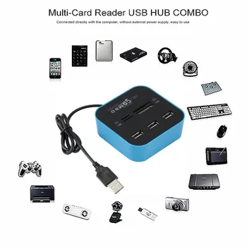 BGGQGG Hub USB 2.0 3 porty TF / Micro SD Card Reader gniazdo USB Combo Multi All In One USB Splitter kable do laptopa Macbook