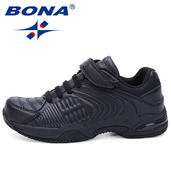 BONA New Popular Style Children Casual Shoes Hook & Loop Boys Shoes Black White Girls Sneakers Buty Soft Fast