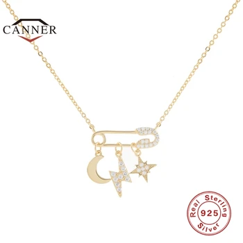 CANNER Real srebra próby 925 Europejski i amerykański Nowy rozgwiazda Shell wisiorek Cyrkon Naszyjnik dla kobiet wykwintne biżuteria obroże