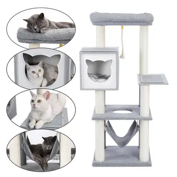 Cat Tree Play House Condo Cube Cave Platform Drapaczka Post and Ball Toy Cat Furniture