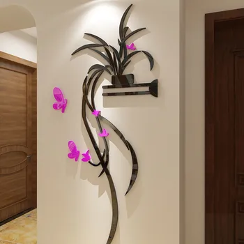 Chiński styl kwiat 3D naklejki ścienne akrylowe salon ganek dekoracje ścienne sztuki klej ścienne malowidła plakat w domu naklejki na ściany