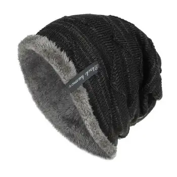 Connectyle męska damska zimowa ciepła czapka do czaszki elastyczna, miękka, polarowa podszewka slouchy Beanie-ушанка casual kapelusz z okrągłym szalikiem