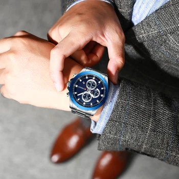 CURREN Zegarki Men Top Brand Luxury Sport Wristwatch Auto Date zegarek kwarcowy zegarek męski pasek ze stali nierdzewnej wodoodporny Reloj Hombre