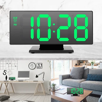 Cyfrowy budzik lustro LED dekoracji domu zegar Snooze Night Display Desktop wielofunkcyjny Despertad zegarek elektroniczny