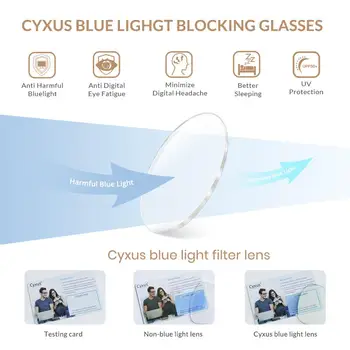 Cyxus Anti BlueLight Ray Computer Glasses for Mens Anti Eyestrain Semi-rimless Metal Rectangle Eyeglasses for Women Eyewear 8001