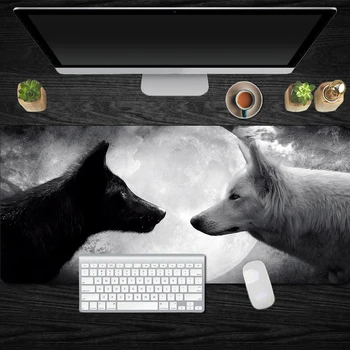 Czarno - biały wilk Duża podkładka pod mysz klawiatura mat Mat XL podkładka pod mysz Podkładka pod mysz gamer blokada krawędzi laptopa stół komputer mata dywan
