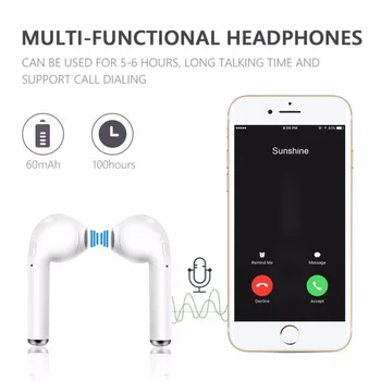 Damskie bezprzewodowe słuchawki i7s TWS słuchawki Bluetooth stereo sport biznes słuchawki bezprzewodowe, słuchawki do smartfonów