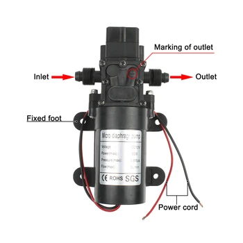 DC12V 60W Micro Electric Membrane Water Pump Automatic Switch High Pressure Car Washing Spray Water Pump 3-5L/min