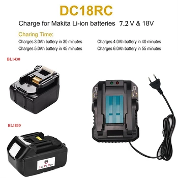 Dc18Rc 14.4 V i 18V Li-Ion Battery Charger 4A prąd ładowania dla Makita Bl1830 Bl1430 Dc18Rc Dc18Ra Power Tool Battery Eu Plug