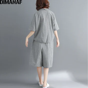 DIMANAF Women Plus Size Sets Female Lady Tops Shirts Pants Big Size Summer Loose Casual Plaid 2 Pieces Set Female Clothes 2019