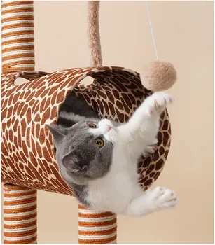 DIY żyrafa koty когтеточка zabawki sznur sizal lina zwierzę Skoki zabawka drzewo kot wspinaczka ramka dla kociąt Pet House Play Tower