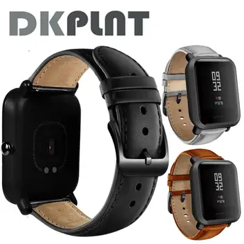 DKPLNT Czarna klamra skóra naturalna dla Xiaomi huami Amazfit Bip BIT PACE Lite młodzieżowe zegarki pasek bransoletka fitness