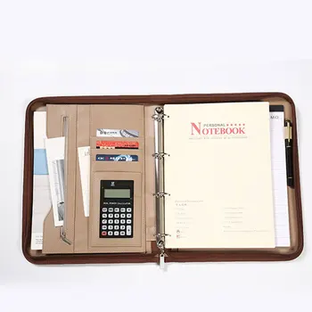 Dostosowywający przypadek dowodu osobistego portfolio zamek przenośny uchwyt pliku A4 Notatnik papier 100 arkuszy torba biznesowej dokumentu z kalkulatora