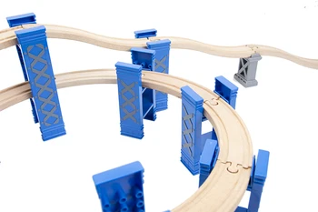 Drewniany pociąg zestaw zabawka spirala tory kolejowe, budowa, drewniany most kolejowy zestaw dla małych dzieci wczesnej edukacji motoryki, zabawka