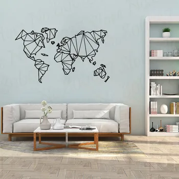 Duży rozmiar geometryczne mapa świata ścienne naklejka Winylowa fresk wymienne etykiety wystrój dekoracja domu tapety plakat WL2182